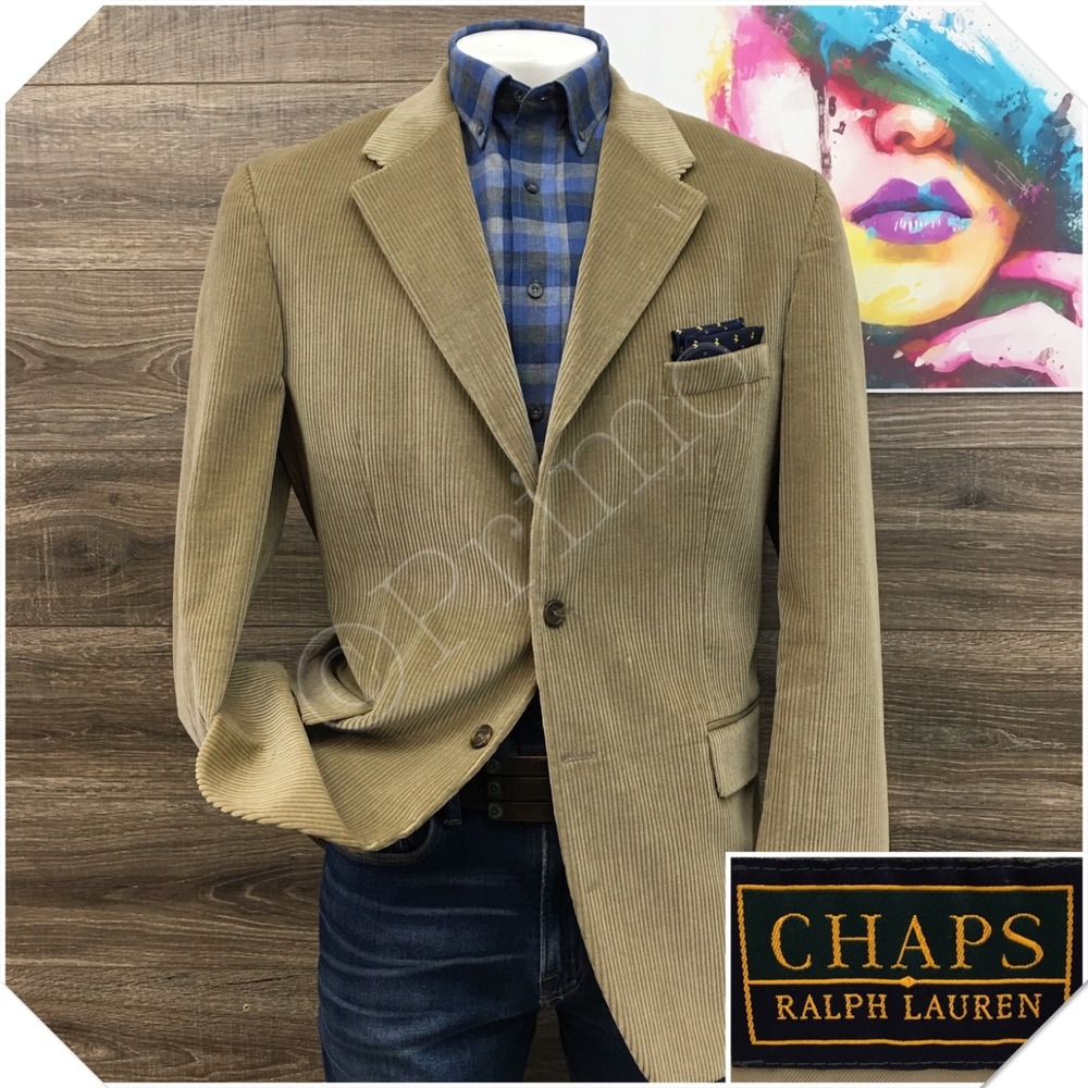 VINTAGE CHAPS Mens‎ Blazer Sport Coat Casual Jacket 46L Essential Corduroy Suit